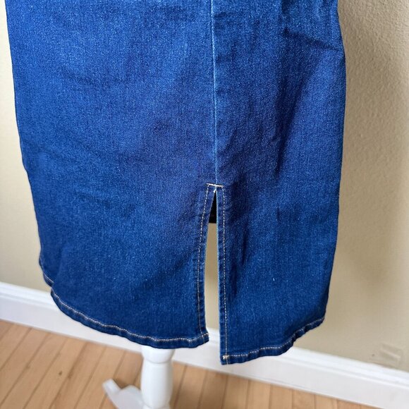 NWT SHEIN Petite Medium Stretch Denim Jeans Jean Mini Dress with Slit - Picture 3 of 12